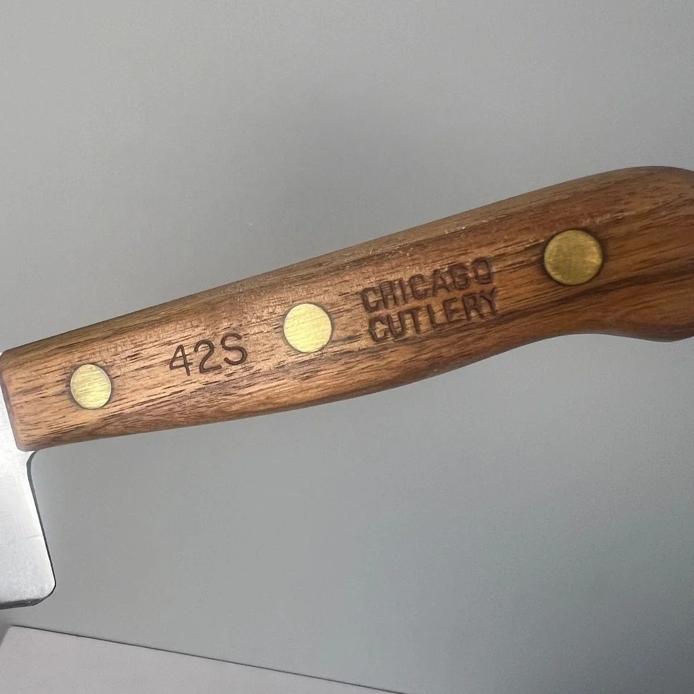 Chicago Cutlery 42S Chef Knife 8 Inch Brown‎ Walnut Wood Handle Vintage